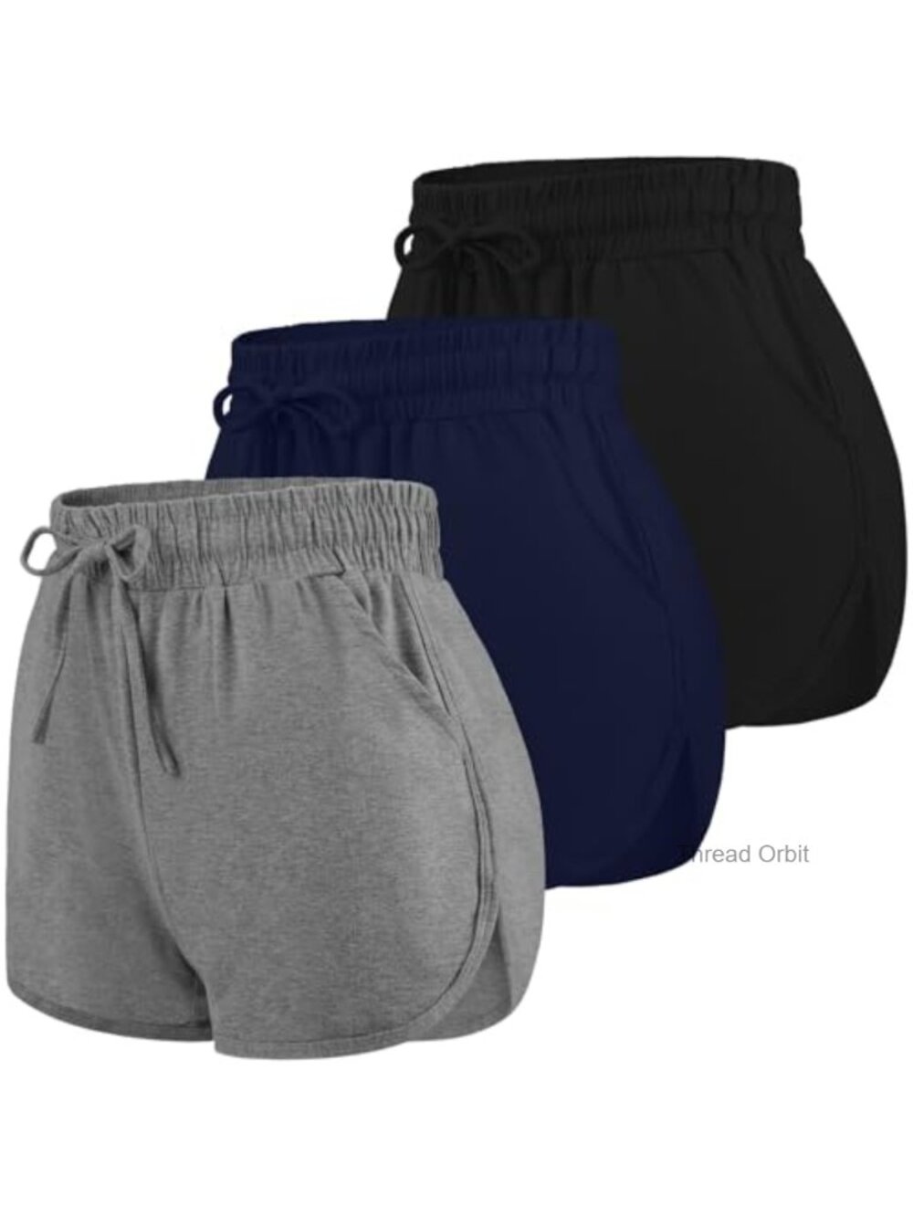 3 Pack Women's Cotton Running Shorts with Pockets Drawstring Yoga Athletic